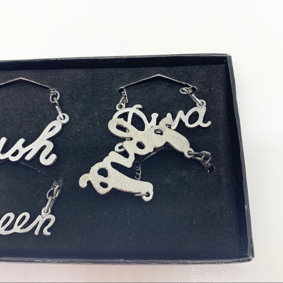 Pewter Wine Charms “Lush Diva Queen Angel” - Picture 3 of 4